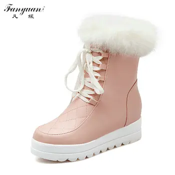 

2017 New Arrival Fashion Korean Style Winter Lace-up Women's Shoes Height Increasing Ankle Snow Boots