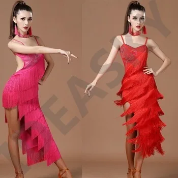 costumes cha cha dance tassel sequin fringe women ballroom competition dresses sexy womens latin dress dancing tango for adults