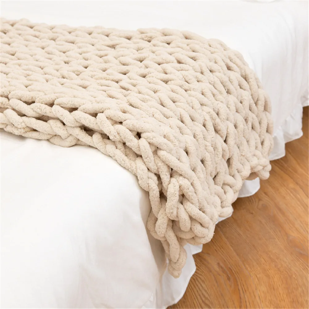 Cilected вязаное одеяло ручной работы из толстой пряжи акриловая шерсть объемное вязаное одеяло теплое зимнее одеяло для дивана и кровати s