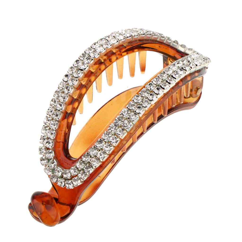 Fashion Women Lady Hollow Rhinestone Hair Banana Clip Ponytail Holder Clamp Hair Accessories