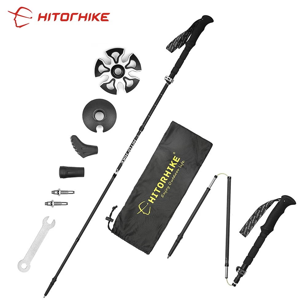 Hitorhike الكربون الألياف عصي للمشي التخييم المشي خفيفة للطي قابل للتعديل تلسكوبي Alpenstocks الإرتحال القطب المشي Hitorhike الكربون الألياف عصي للمشي التخييم المشي خفيفة للطي قابل للتعديل تلسكوبي Alpenstocks الإرتحال القطب المشي