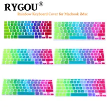 RYGOU EU британский английский испанский французский русский арабский Мягкий силиконовый чехол радужной клавиатуры для MacBook Air Pro retina 13 15 17 дюймов
