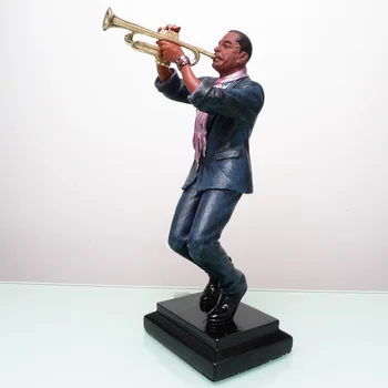 

gilded Temple painted carry Home Trumpet Player Figurine Resin Music Band Statue Craft Ornament Embellishment Accessories Home