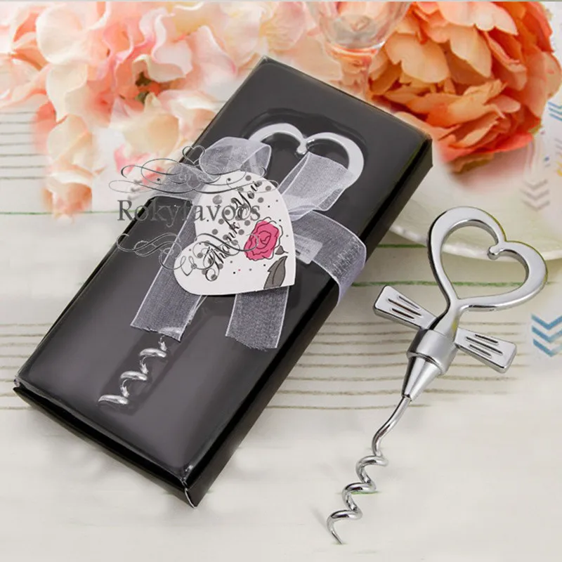 20pcs Silver Chrome Heart Bottle Corkscrew Opener Wedding Favor Bridal Shower Anniversary Gifts