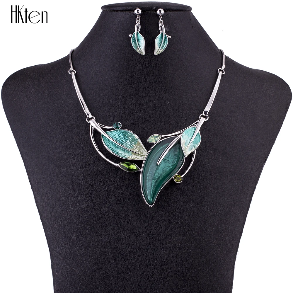 

MS1504716Fashion Jewelry Sets High Quality Necklace Sets For Women Jewelry Multicolored Resin Crystal Leaf Design Party Gift