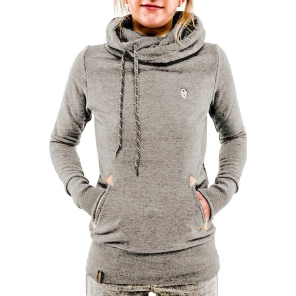 

Women Long Sleeved Pullovers Hoodies Solid Casual Hooded Sweatshirt Female Tops
