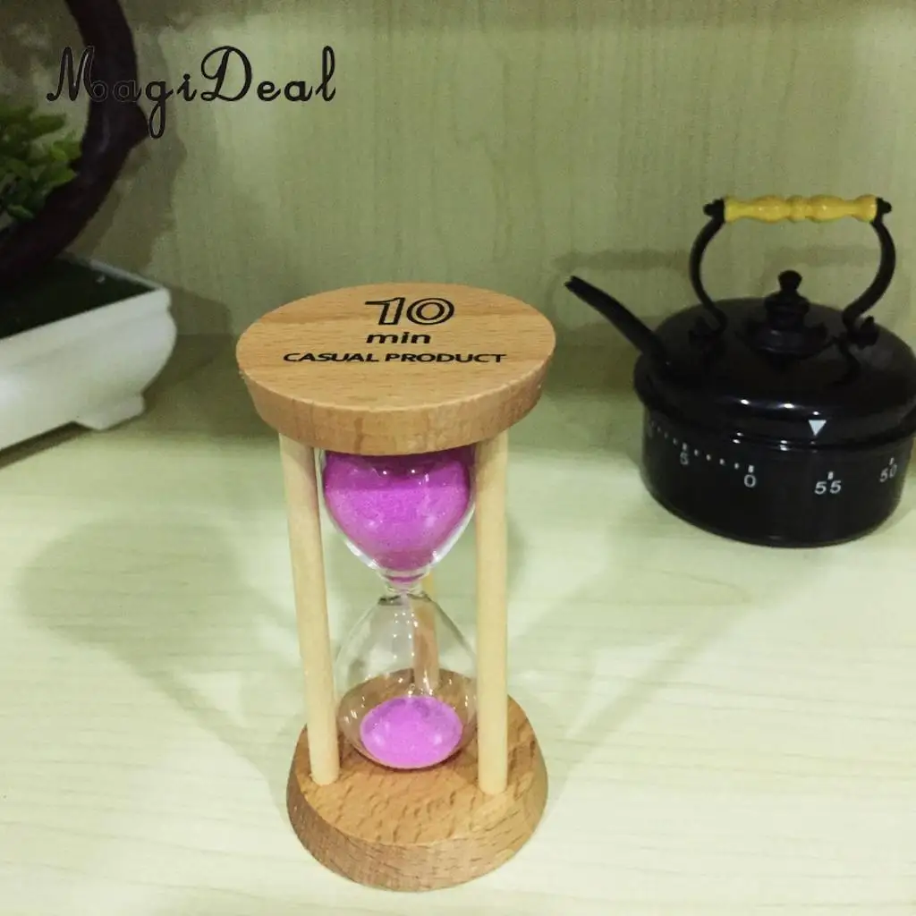 MagiDeal 10 Minutes Wooden Sandglass Hourglass Sand Timer for Classroom Teaching Kitchen Cooking