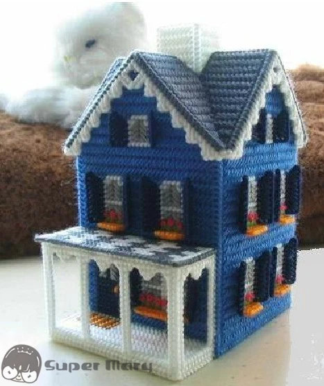 3d Cross Stitch Kits House Tissue Box Cover Needlepoint Embroidery