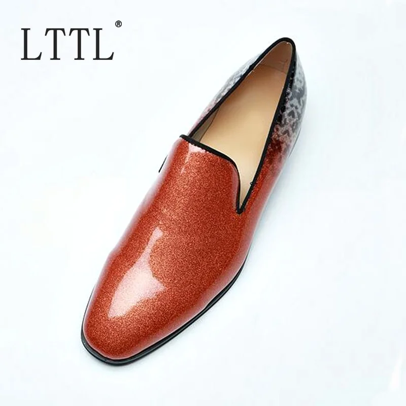 LTTL Designer Brand Patent Leather Loafers Handmade Fashion Slip On Shoes Men Casual Loafer Shoes Italian Style Mens Dress Shoes