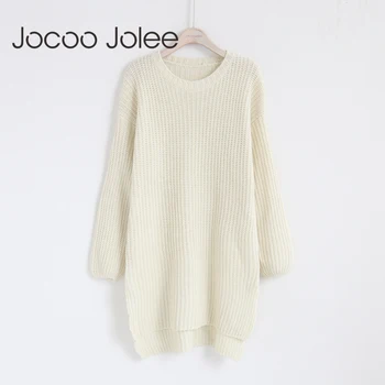

Jocoo Jolee Solid Basic Long Sweater for Women 2018 Winter Autumn Casual High Low Hem Slipt Knitting Sweaters Jumper Plus Size