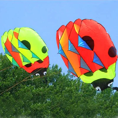 

free shipping high quality ladybug soft kite wheel beach outdoor games flying toys kite kids bee kite single line kaixuan tail