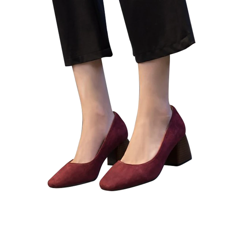 

Free shipping shoes woman 2018 Thick heel Spring and autumn Round head shallow mouth with high heels side with women's shoes