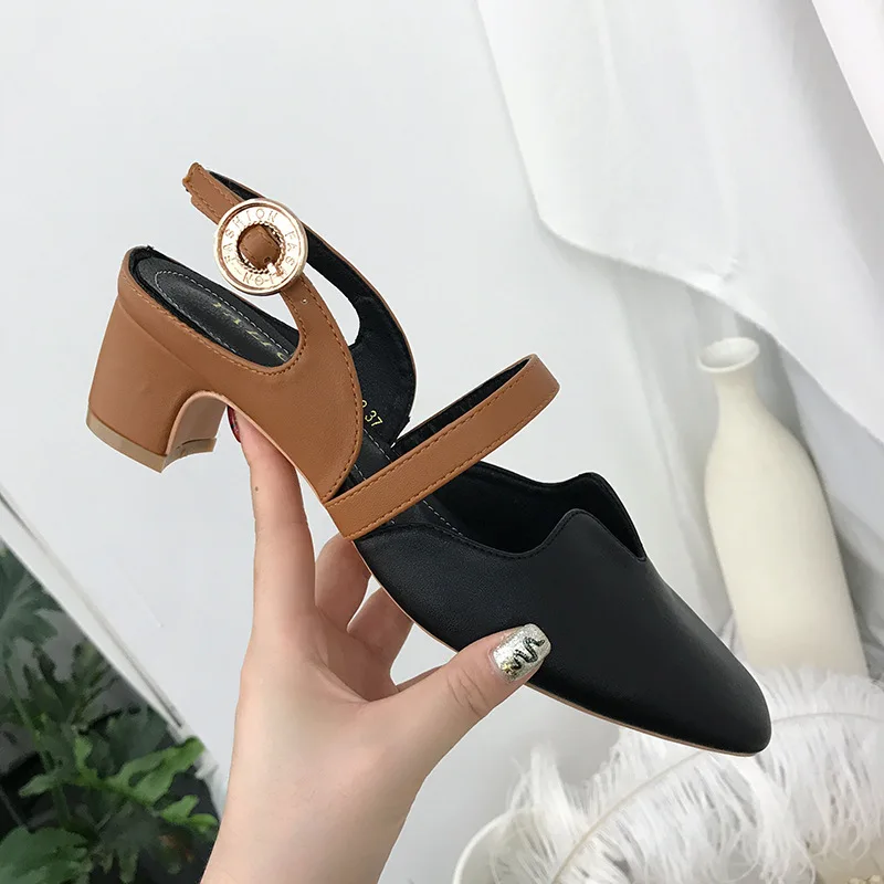 block heel shoes women PU Square Toe Classics korean style Mary Janes ...