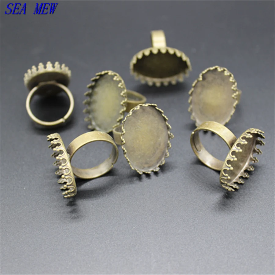 SEA MEW Inner Size 18x25mm Bronze Color Cabochon Blank Tray Ring