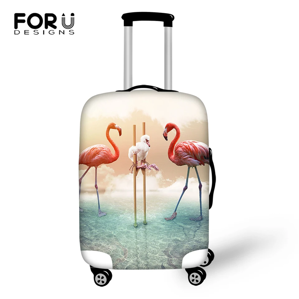FORUDESIGNS Cartoon Luggage Cover Arts Painting Flamingos Pattern Travel Accessories Only Cover Fashion Design Suitcase Cover