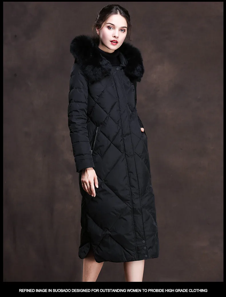 AYUNSUE, зимний женский пуховик, роскошный, Овечья стрижка, с капюшоном, женское длинное пальто, Воротник из натурального Лисьего меха, утепленное пальто 83058