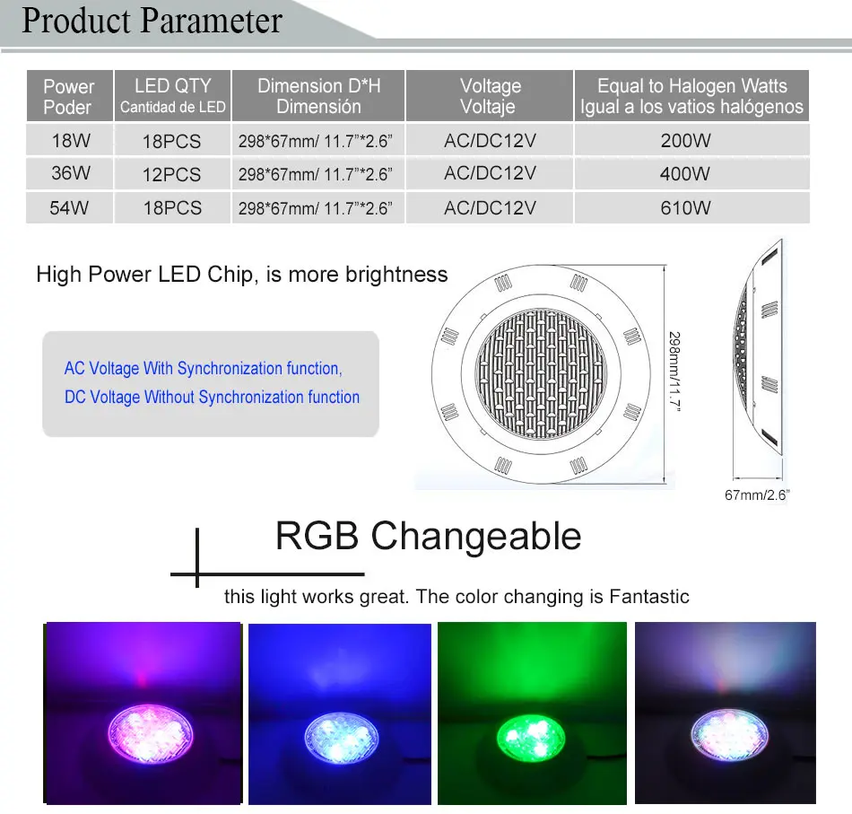 Подводный фонарь Подводные лампы для бассейнов RGB LED Подводные светильники для бассейнов Бассейны свет IP68 Водонепроницаемый 12 В 24 vwhite Focos поверхности настенный Пруд свет лампы