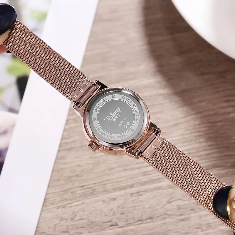 Disney Mickey Mouse Ladies Stainless Steel Mesh Band Quartz Waterproof Watch Women's Rhinestone Luxury Gift Gold Wristwatch New Disney Mickey Mouse Ladies Stainless Steel Mesh Band Quartz Waterproof Watch Women's Rhinestone Luxury Gift Gold Wristwatch New