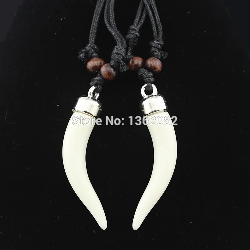 

Cool Men Women's Jewelry Imitation Yak Bone Wolf Tooth Pendant Necklace Acrylic Elephant Teeth Amulet Necklace Gift YN580