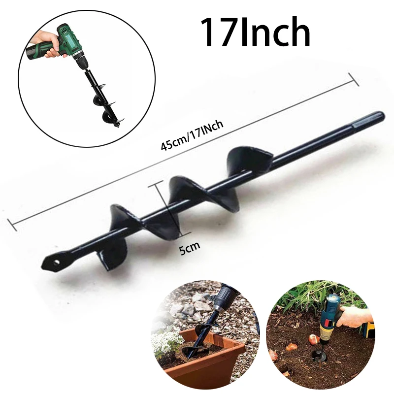 

17inch Garden Auger Spiral Drill Bit For Planting Bedding Bulbs Seedlngs Planting Hole Digger Tool