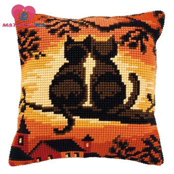 

Cross Stitch Pillow Patterns Cover DMC Counted Handmade Cushions Home Decoration Diy cross stitch cat accessories needlework