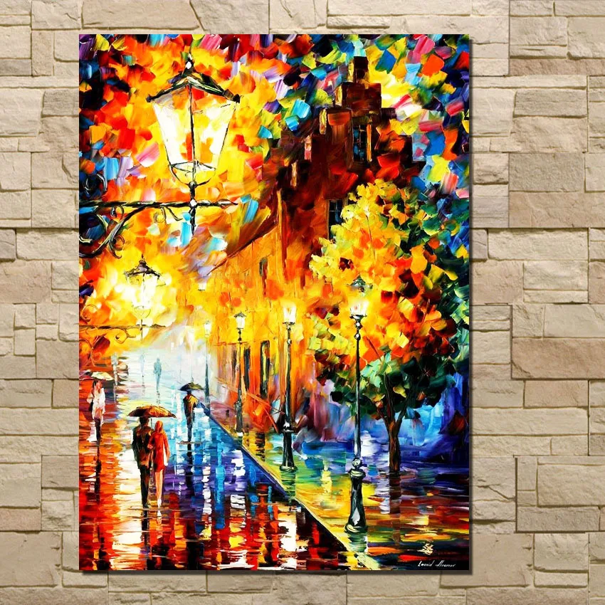 

Modern Knife Oil Painting on canvas Hand made Street Landscape Wall Art Home Decoration Paintings for Living Room Wall