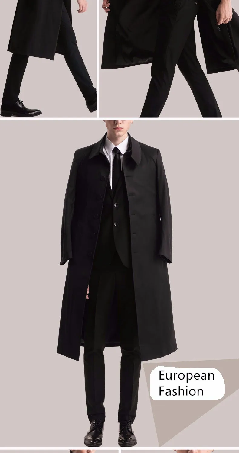 Пальто до щиколотки, Мужская Весенняя осенняя куртка, пальто, удлиненный плащ-манто в английском стиле, ветровка Z050
