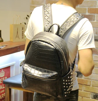 

ETN BAG hot sale high quality unisex women men PU Leather backpack male female small rivet backpack lady man fashion backpacks