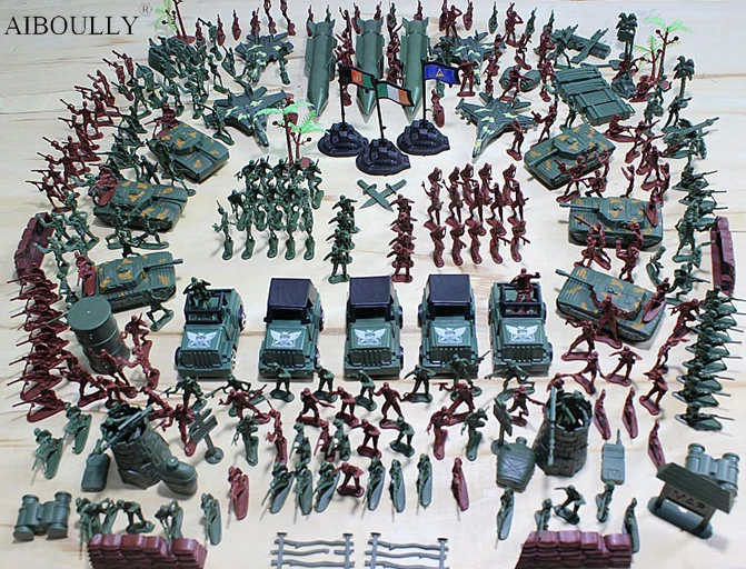 

307Pcs/set WWll Military Figures Soldier Man Highquality PVC War Military Suit of Model Aircraft & Tanks & Missile Model Boy toy