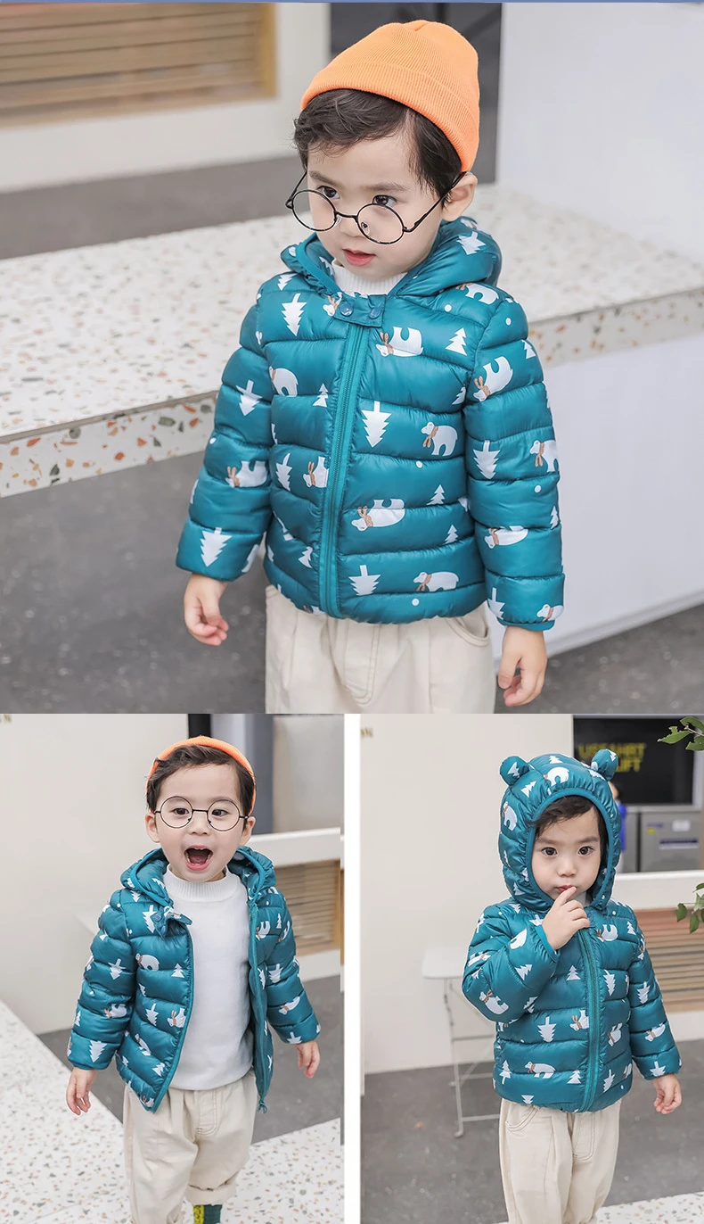 Parka para Meninas com Capuz Jaqueta de Inverno Sundae Anjo Impressão Animal Crianças Outerwear Bonito Quente Meninos Eiderdown Algodão Cabolsa 5 bonito quente meninos eiderdown algodão casaco