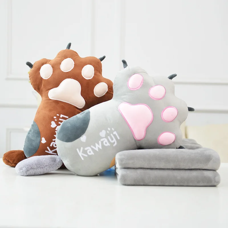 FashionMove Set Paws Plush Toys Stuffed Dolls Soft Pillows Blanket kids