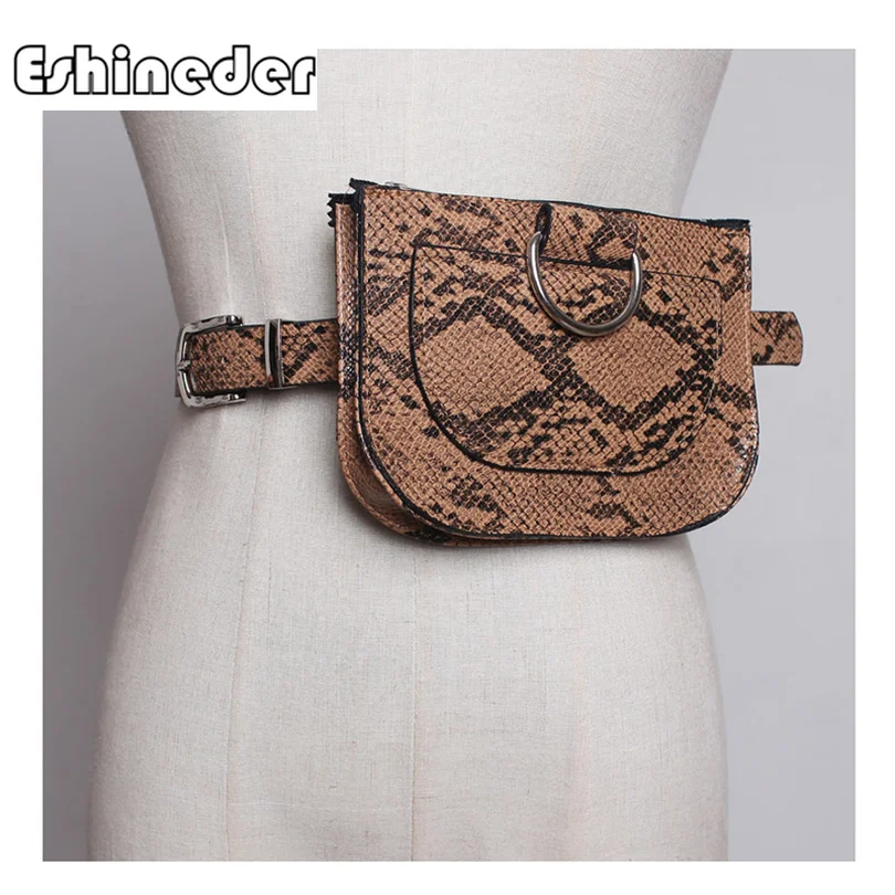 

ESHINEDER Fashion Snake Skin Waist Belt Women Waist Pack Serpentine Fanny Pack Pu Leahter Waist Bag High Quality Female Purse