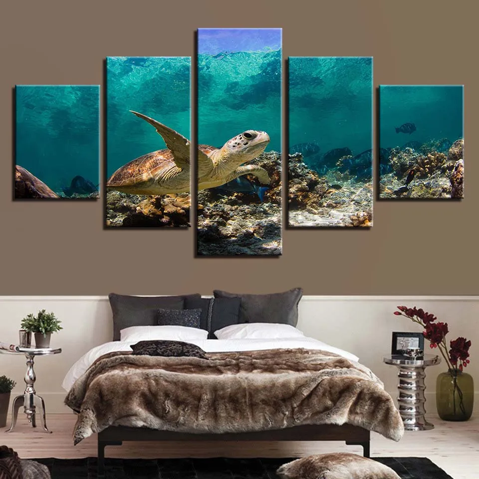 

HD Prints Artwork Canvas Painting Home Decor 5 Pieces Sea Turtles Wall Art Animal Modular Living Room Pictures Creative Poster