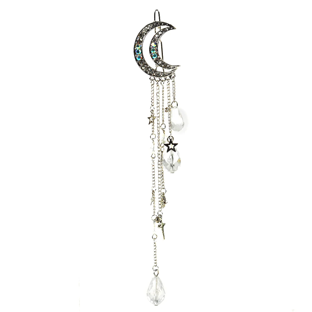 1 PC Women Clip Moon Rhinestone Crystal Pendant Pin Tassel Long Chain Beads Hairpin Ladies Hair Jewelry Hair clip drop shipping 1 PC Women Clip Moon Rhinestone Crystal Pendant Pin Tassel Long Chain Beads Hairpin Ladies Hair Jewelry Hair clip drop shipping