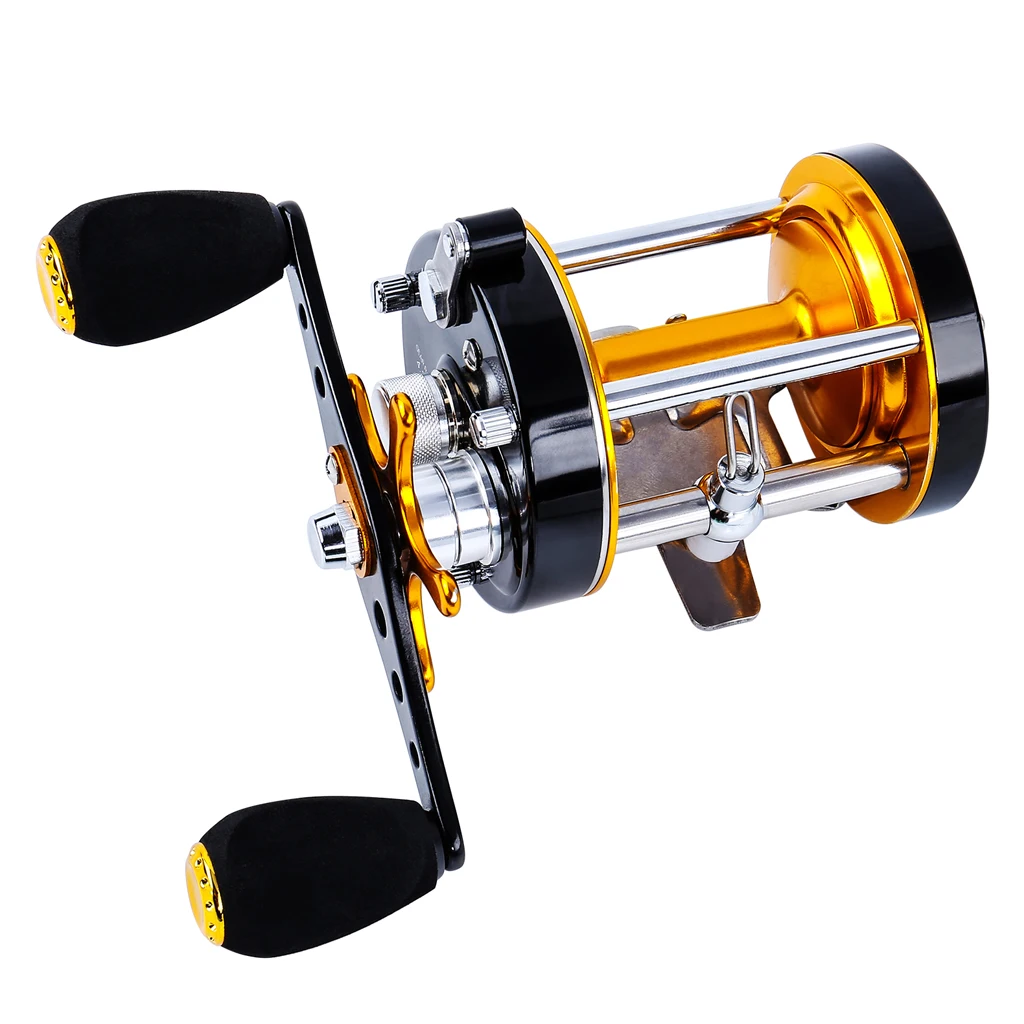 Round Baitcasting Reel - High Speed Trolling Fishing Conventional Reel - Reinforced Metal Body & Star Drag 