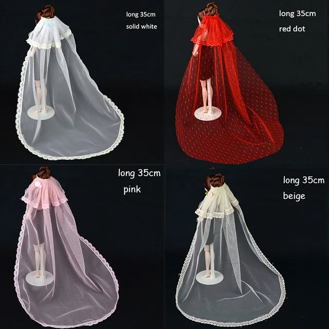 CXZYKING High Quality Handmade Long Short Veil Wedding Veil For Barbie Dolls Wedding Dress