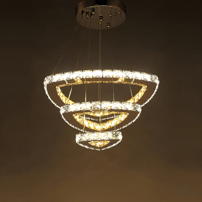 

Popular Diamond Ring LED Crystal Pendant Light Modern LED Circles Hanging Lamp Foyer Dining Room Lighting Home Decoration