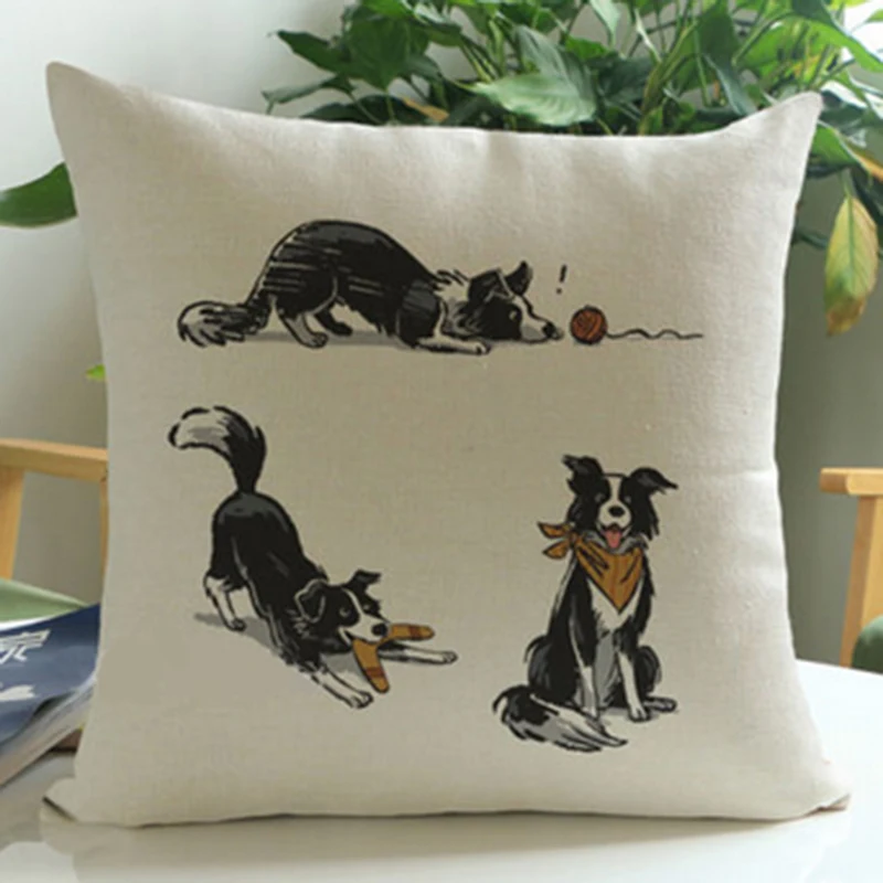 Dachshund Pillow Cover Cute Dog Cushion Covers Vintage Dog Cat Pillow Cases for Car Sofa Home Decoration Pillowcase