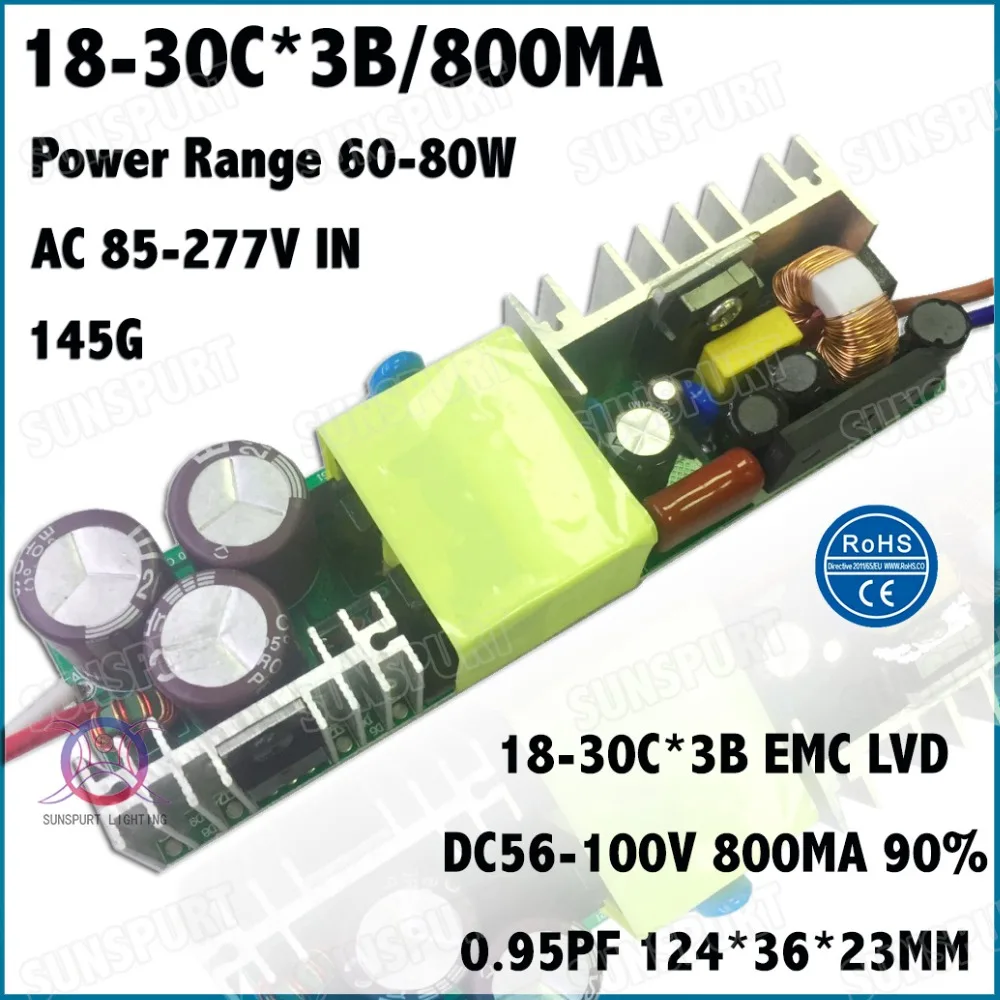 

2 Pcs By TUV-EMC LVD 80W AC85-277V LED Driver 18-30Cx3B 800mA DC56-100V Constant Current LED Power For Floodlight Free Shipping