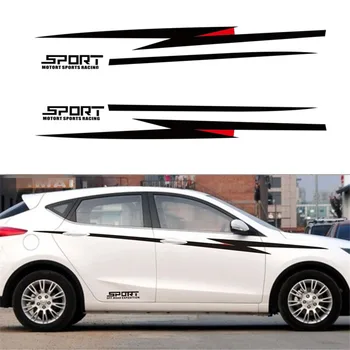 

2Pcs Car Side Body DIY Waterproof Vinyl Decal Sticker Sports Racing Race Truck SUV Car Long lightning Wheel Stripe Decals