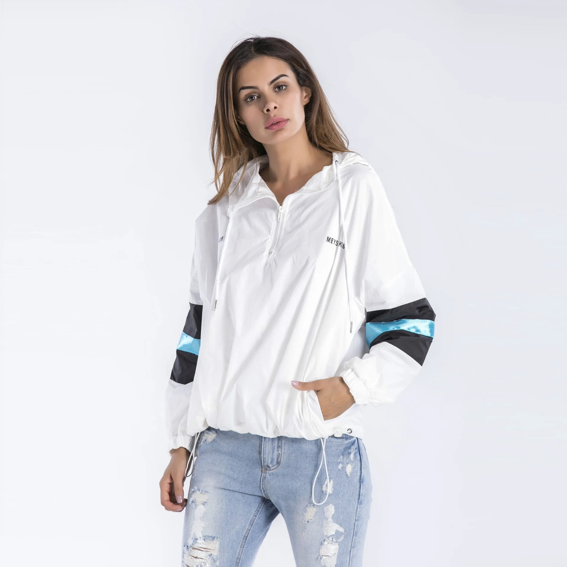 2018 Women's Bohemia jacket hooded letter hooded windbreaker Female Top Casual autumn and winter Sweatershirts Pullover sweater