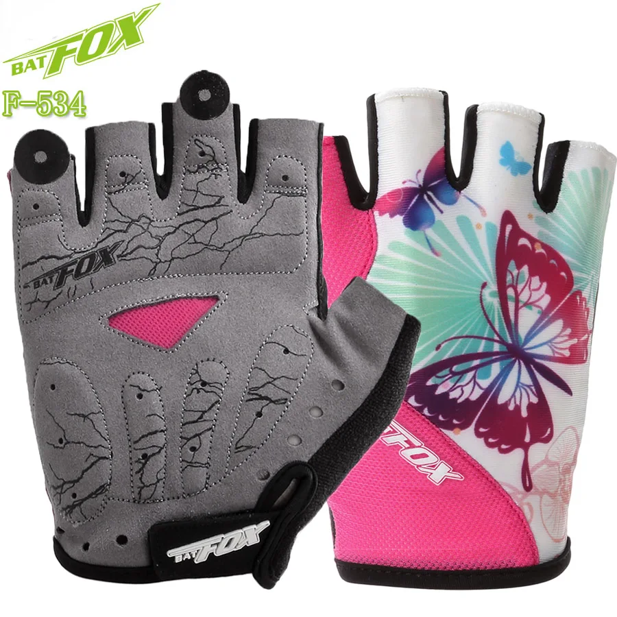 BATFOX Women Cycling Gloves Butterfly Half Finger Gym Fitness Bicycle