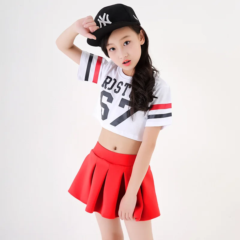Kids Loose Cropped T Shirts Tops Skirt Hip Hop Clothing Clothes for
