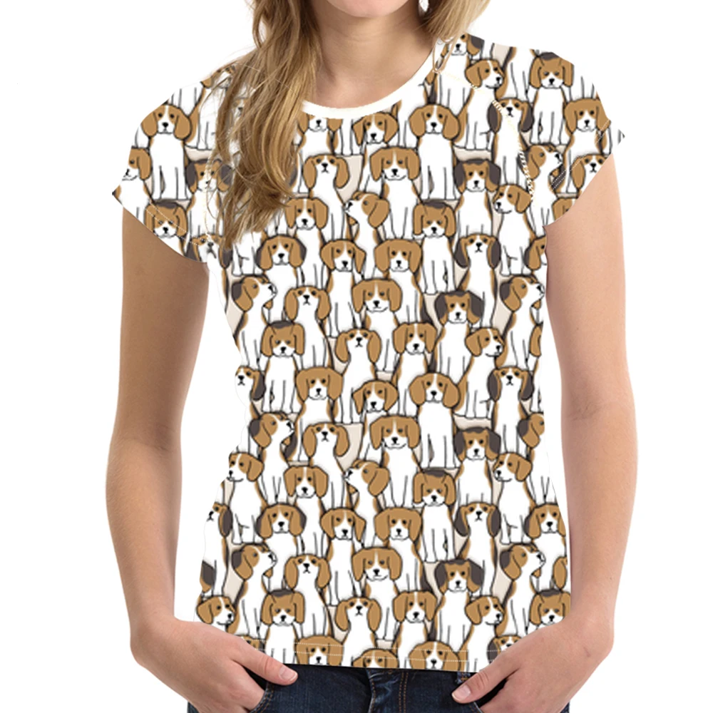Бесшумная женская футболка с рисунком собаки из мультфильма Beagles забавным Puppys