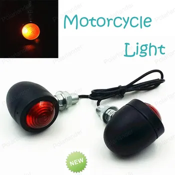 

newest 2 pcs/pair Motorcycle Turn Signal Indicator Light Amber Motorbike Blinker Headlight 12v Indicator lamp Bullet Chrome bla
