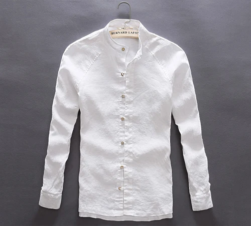 Linen shirts men Chinese style collar long sleeve Breathable soft shirt ...