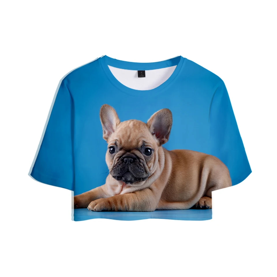 

French Bulldog 3D Printed Women Crop Tops Fashion Summer Short Sleeve Tshirt 2019 Hot Sale Casual Trendy Streetwear Sexy T shirt