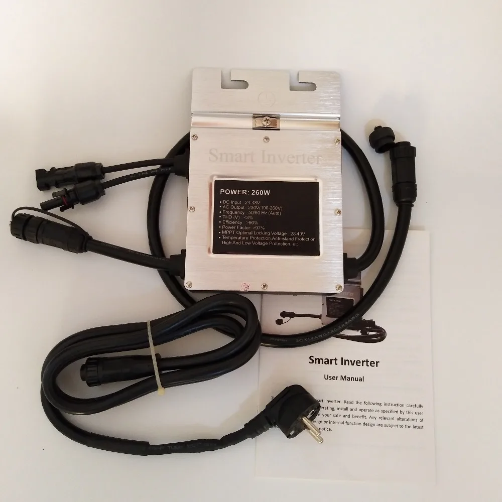

1Piece Waterproof Solar On Grid Tie Smart Mini Inversor Micro Inverter 250W SMG260W Microinverter input 24-45VDC