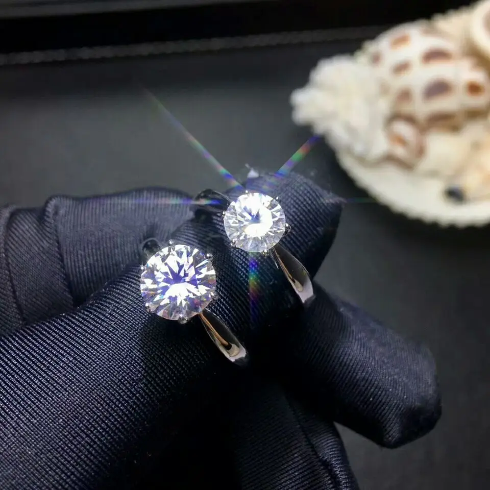 

[MeiBaPJ Glittering Moissanite Gemstone Classic 6 Claw Simple Ring for Women Real 925 Sterling Silver Charm Fine Wedding Jewelry