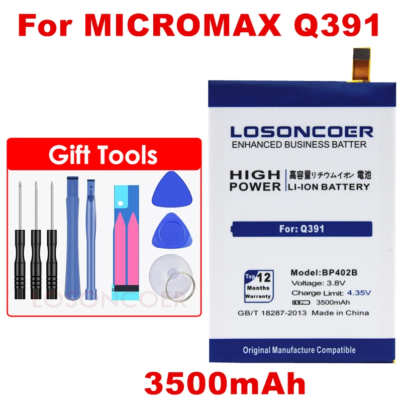 LOSONCOER 3500mAh BP402B Аккумулятор для Micromax Canvas Spark 2 Q391 мобильный телефон аккумулятор|mobile